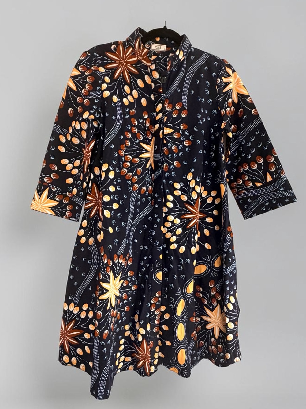 XS Zuri Kenya 100 Cotton 3/4 Sleeve Hidden Buttons Pockets Bold Floral print